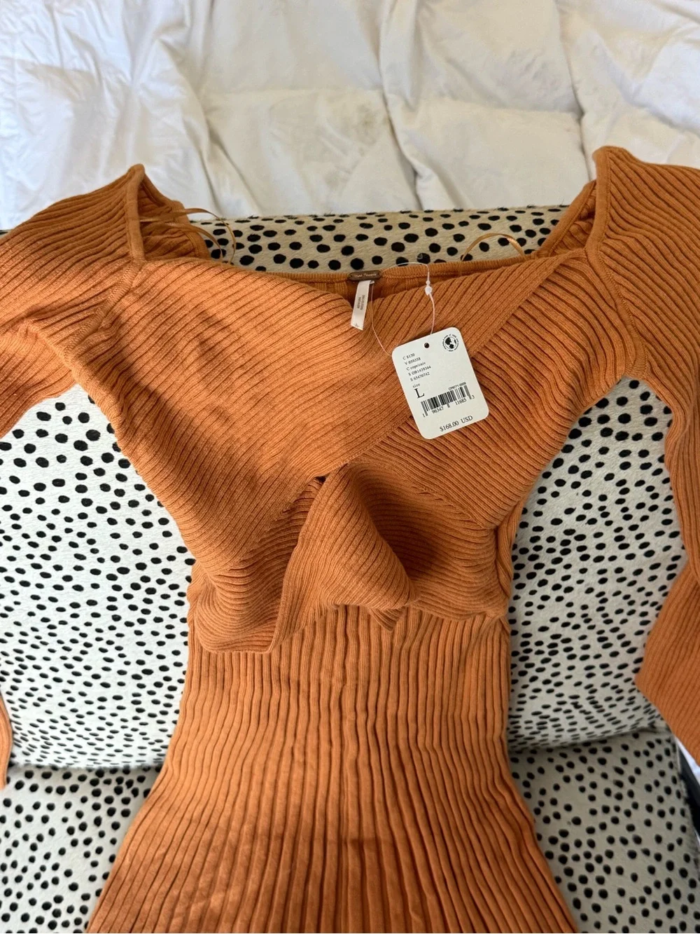 Free People Ribbed Twist-Front Maxi Dress in Camel - Picture 3 of 7